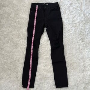 Express black distressed skinny jeans